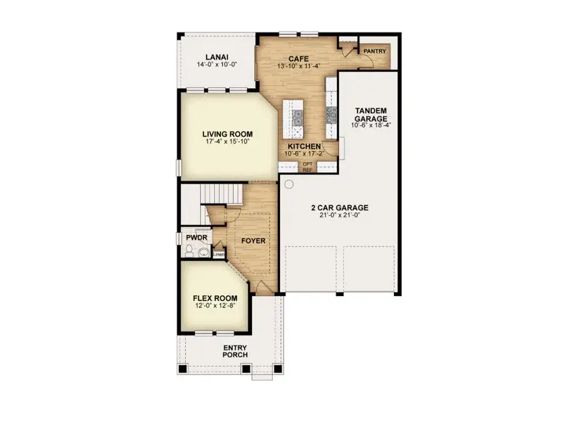 2D floor plan layout for the Faulkner by Rockwell Homes in Northlake At Ovation, Winter Garden, FL (Image 4).