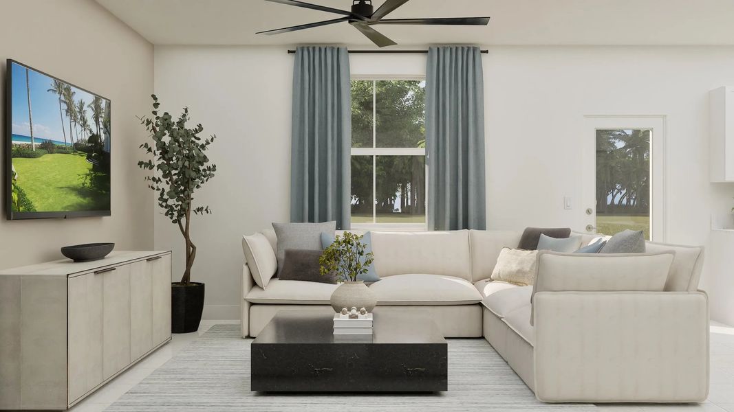Representative furnished interior of a home built from the Lumio by Lennar in Sunstone, Homestead (Image 4). Representative furnished interior of a home built from the Lumio by Lennar in Sunstone, Homestead (Image 4).