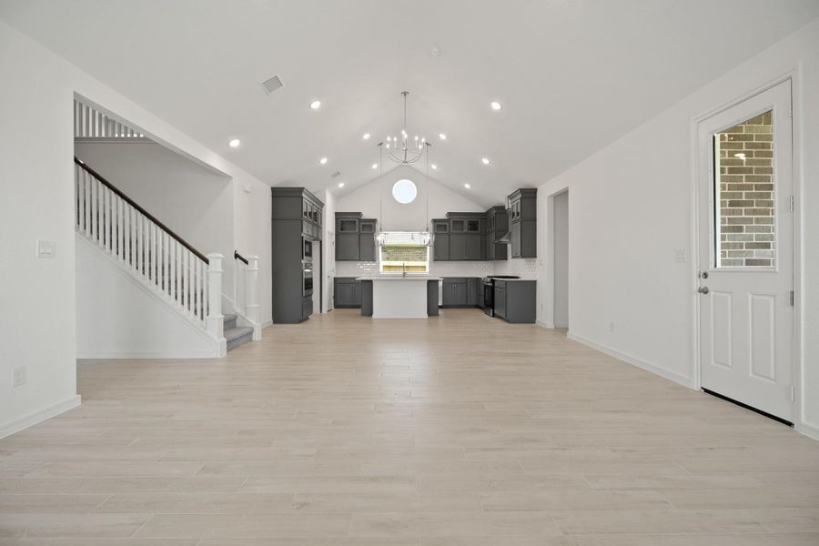 High ceilings throughout the living area