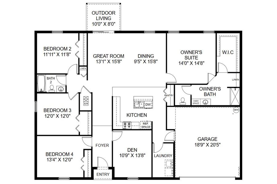 2D floor plan layout for the Majestic by Holiday Builders in Flagler Estates, Hastings, FL (Image 2). 2D floor plan layout for the Majestic by Holiday Builders in Flagler Estates, Hastings, FL (Image 2).