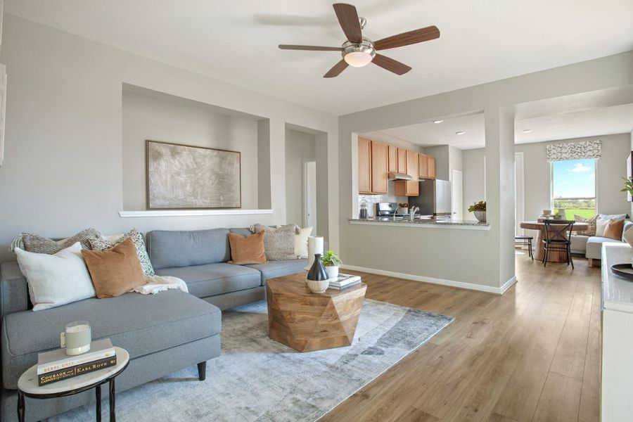 Representative furnished interior of a home built from the 1242 by KB Home in Oakwood Trails, Tomball (Image 4).