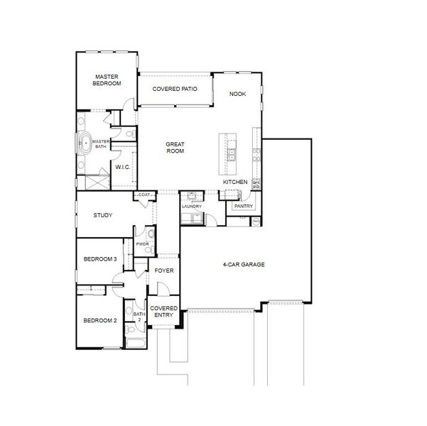 2D floor plan layout for the Residence Two by Porchlight Homes in Preserve At The Highline, Phoenix, AZ (Image 2). 2D floor plan layout for the Residence Two by Porchlight Homes in Preserve At The Highline, Phoenix, AZ (Image 2).