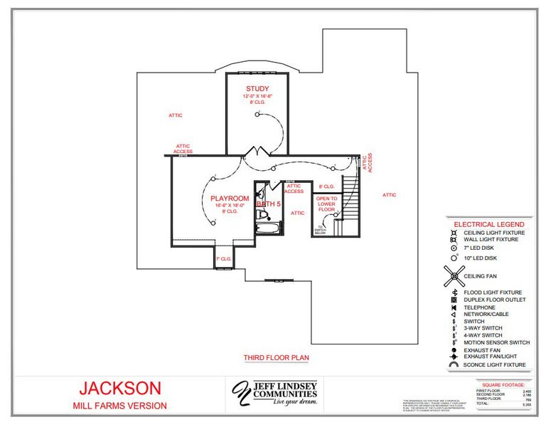 2D floor plan layout for the Jackson F by Jeff Lindsey Communities in Mill Farms, Peachtree City, GA (Image 2).
