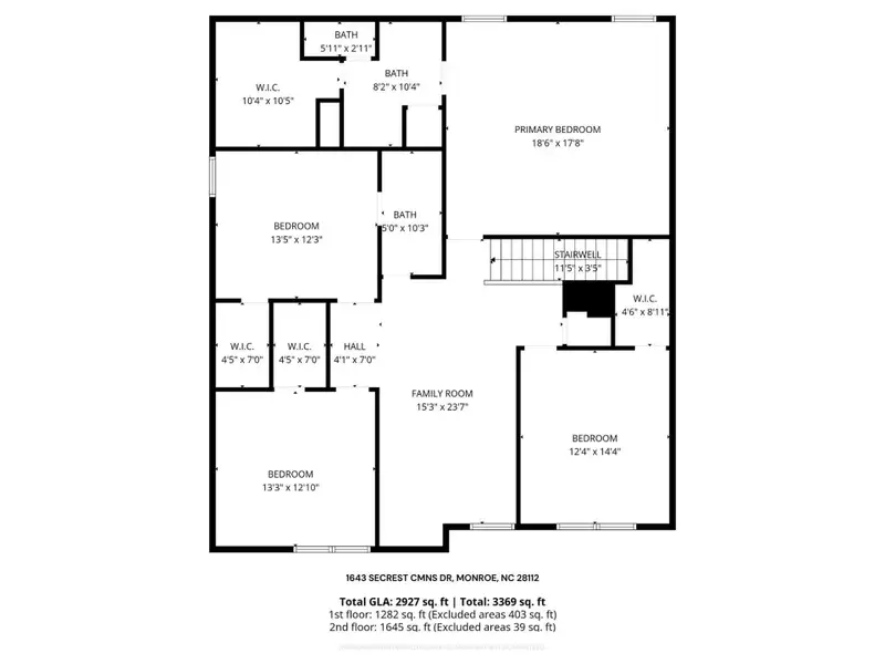 2D floor plan layout of this home in Secrest Commons, Monroe, NC (Image 5). 2D floor plan layout of this home in Secrest Commons, Monroe, NC (Image 5).