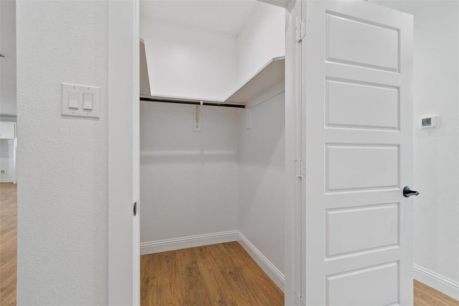 Walk in closet featuring light hardwood / wood-style flooring