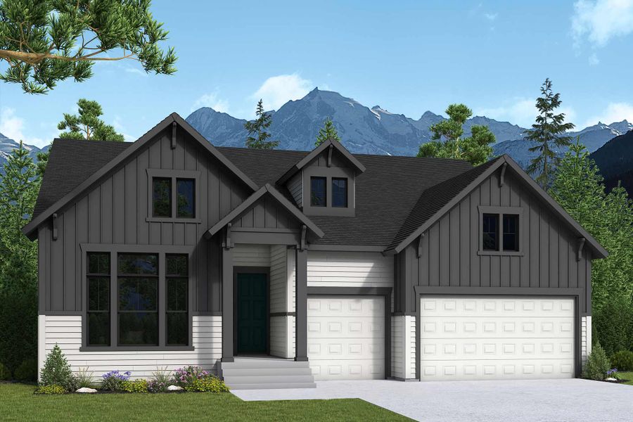 Front exterior of a new home in Cloverleaf - Pinnacle Collection, Monument, CO, highlighting curb appeal (Image 2). Front exterior of a new home in Cloverleaf - Pinnacle Collection, Monument, CO, highlighting curb appeal (Image 2).