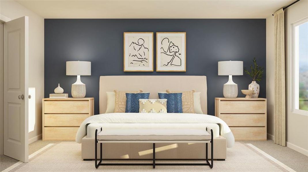 Carpeted bedroom featuring baseboards Carpeted bedroom featuring baseboards