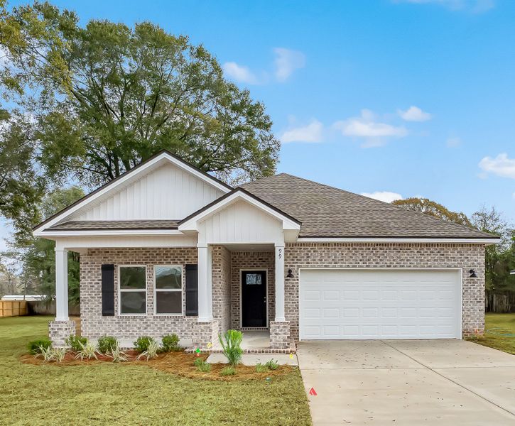 Front exterior of a new home in Barton's Bend, Crestview, FL, highlighting curb appeal (Image 1). Front exterior of a new home in Barton's Bend, Crestview, FL, highlighting curb appeal (Image 1).