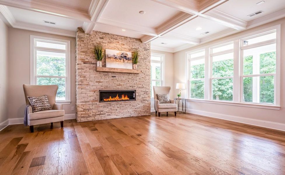 Family Room with Contemporary Fireplace