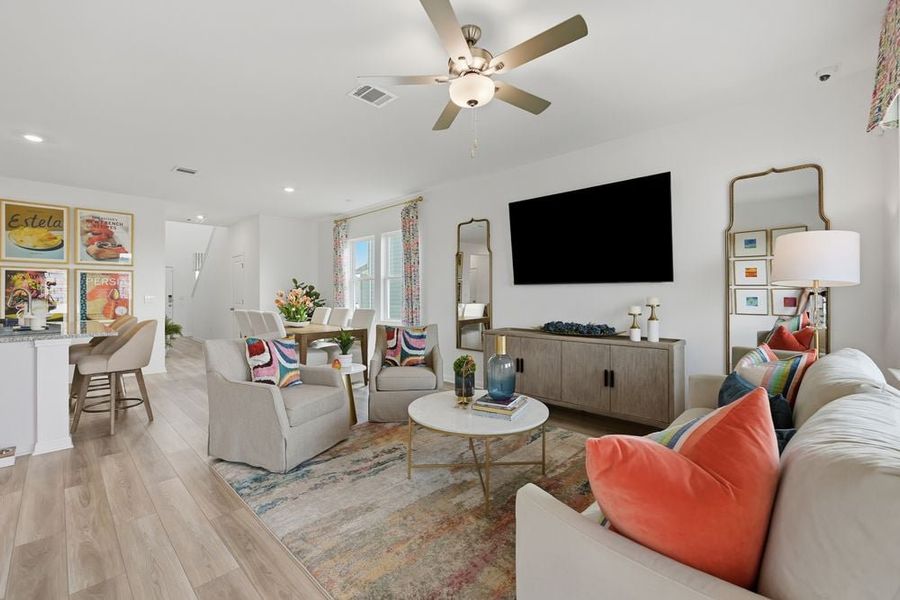 Representative furnished interior of a home built from the Hawk by Taylor Morrison in Longview 40s, Del Valle (Image 10).