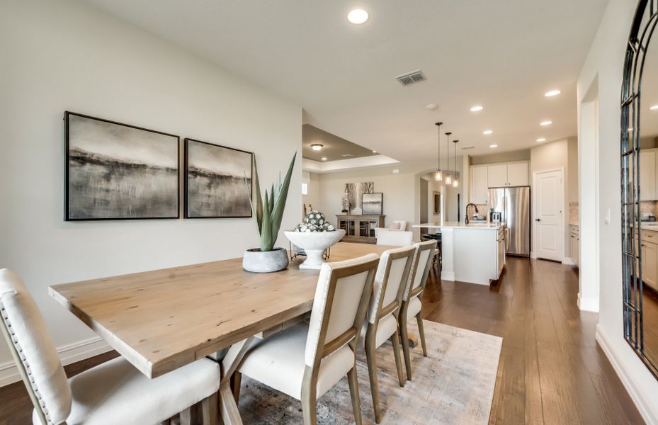 Dining area with view of kitchen