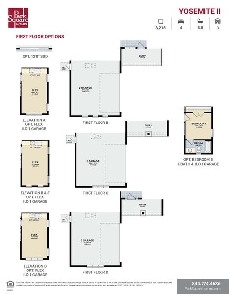 2D floor plan layout for the Yosemite II by Park Square Residential in Tamarack at Two Rivers, Zephyrhills, FL (Image 4).