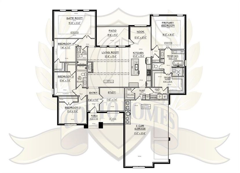 2D floor plan layout of this home in Lanzara Ranch, Godley, TX (Image 5).