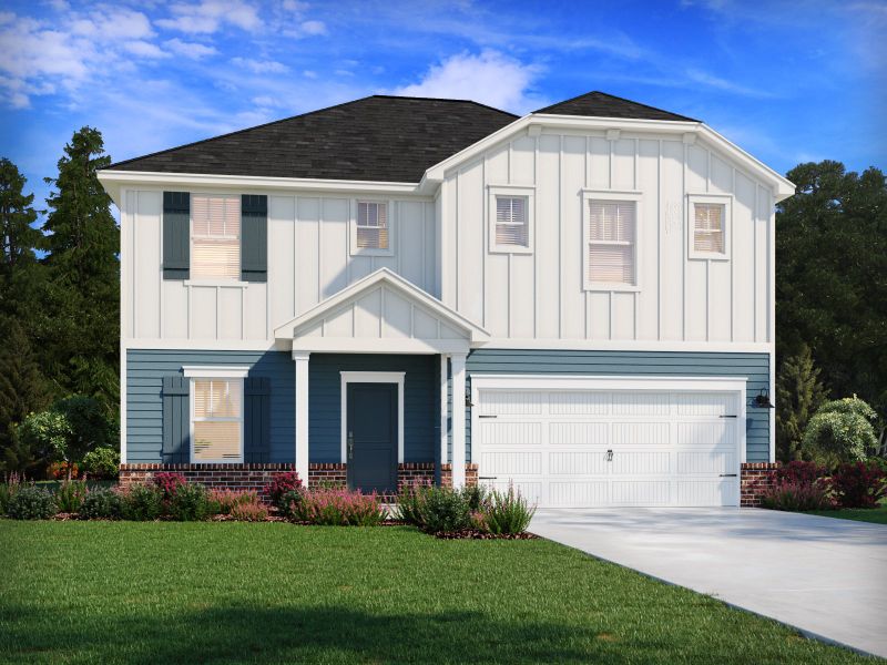 Representative exterior photo of a completed home built from the Cottonwood by Meritage Homes in Oxford Station, Salisbury, NC (Image 14).