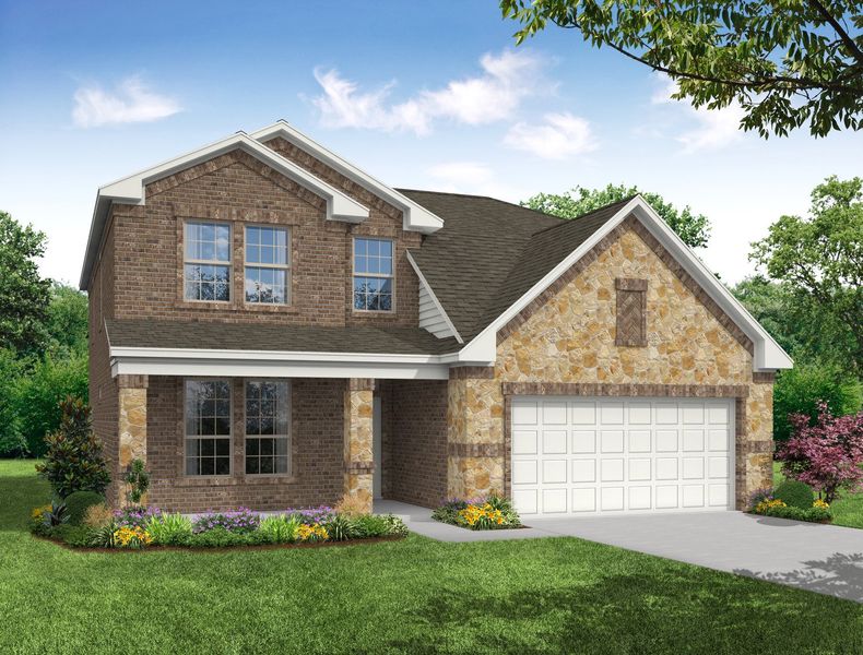 Representative exterior photo of a completed home built from the Raleigh by Impression Homes in De Berry Reserve, Royse City, TX (Image 11). Representative exterior photo of a completed home built from the Raleigh by Impression Homes in De Berry Reserve, Royse City, TX (Image 11).