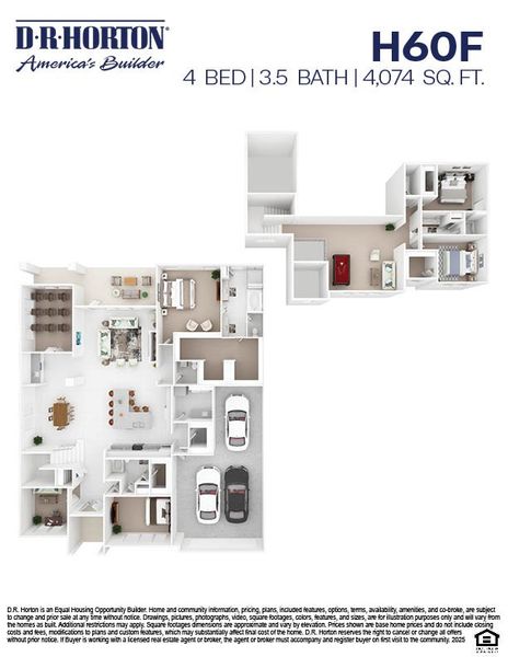 2D floor plan layout for the H60F by D.R. Horton in Butlers Bend Estates, Pinehurst, TX (Image 3).