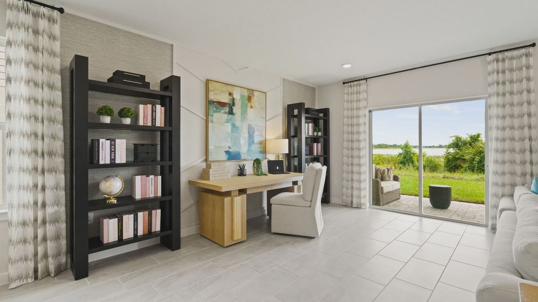 Castaway Floor Plan Open Concept Living Space with an office space