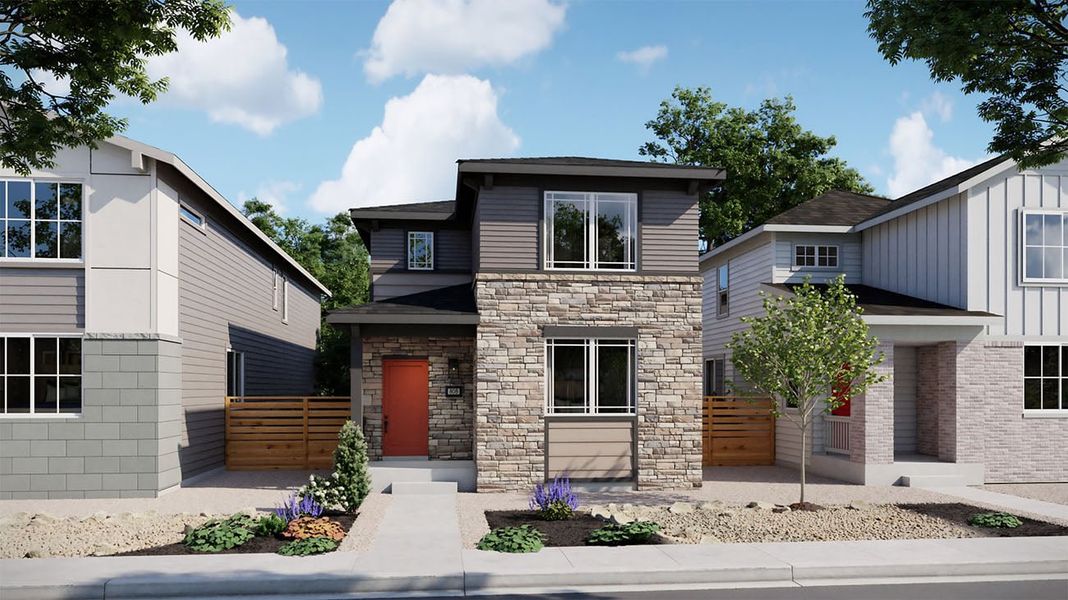 Front exterior of a new home in Windler, Aurora, CO, highlighting curb appeal (Image 12).