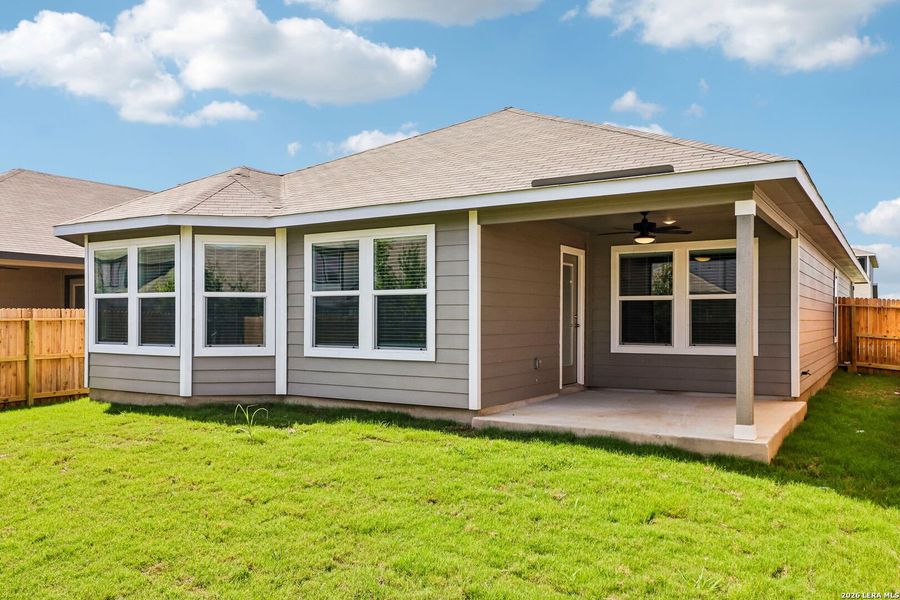 Exterior details and patio area of a home in Estancia Ranch - Premier Series, San Antonio (Image 30). Exterior details and patio area of a home in Estancia Ranch - Premier Series, San Antonio (Image 30).