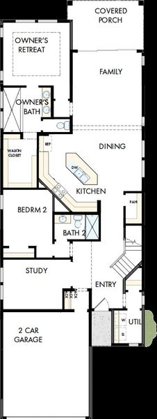 2D floor plan layout of this home in Sienna - Grove Collection, Missouri City, TX (Image 5).