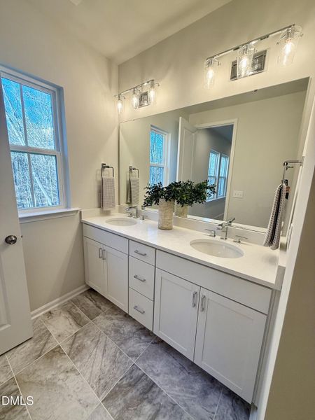 Primary bath double sink vanity