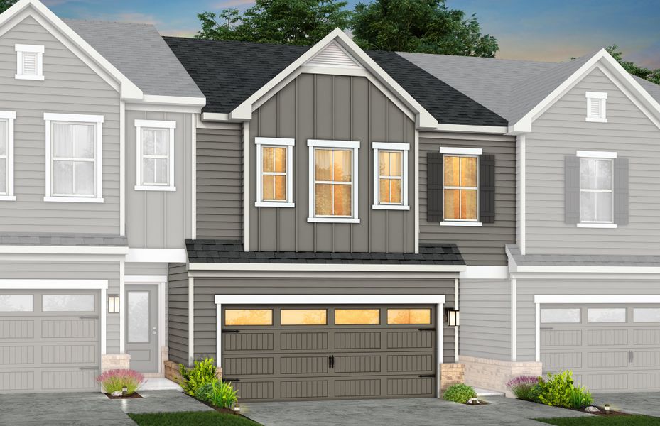 Front exterior of a new home in Galloway Towns, Charlotte, NC, highlighting curb appeal (Image 25).