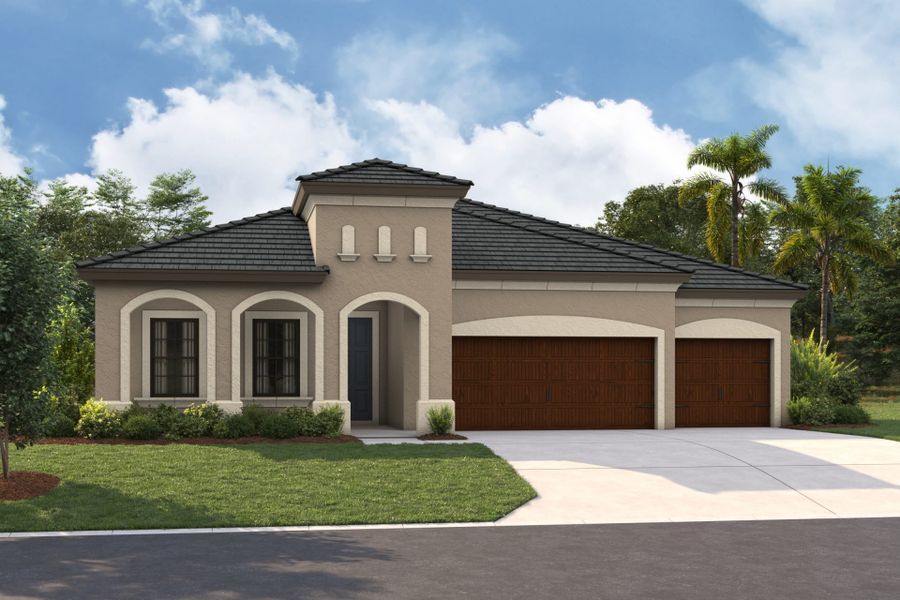 Representative exterior photo of a completed home built from the Islamorada I by Homes by WestBay in Oakfield, Parrish, FL (Image 1).
