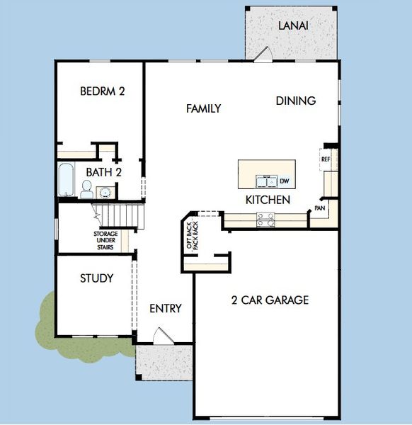 2D floor plan layout for the The Spade by David Weekley Homes in Tributary 50', Yulee, FL (Image 4).