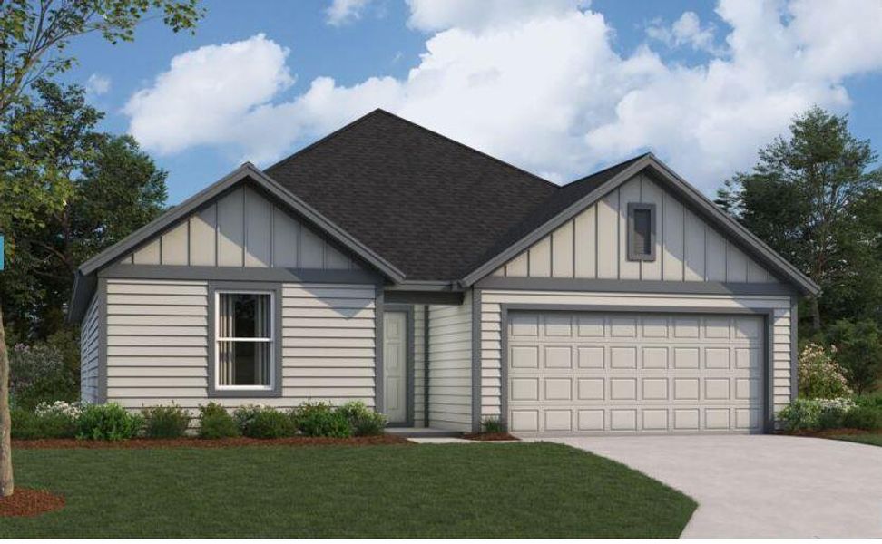 Front exterior of a new home in Cascades at Onion Creek, Austin, TX, highlighting curb appeal (Image 1). Front exterior of a new home in Cascades at Onion Creek, Austin, TX, highlighting curb appeal (Image 1).