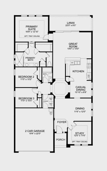 2D floor plan layout for the Saint Thomas by Taylor Morrison in Firethorn, Parrish, FL (Image 3).