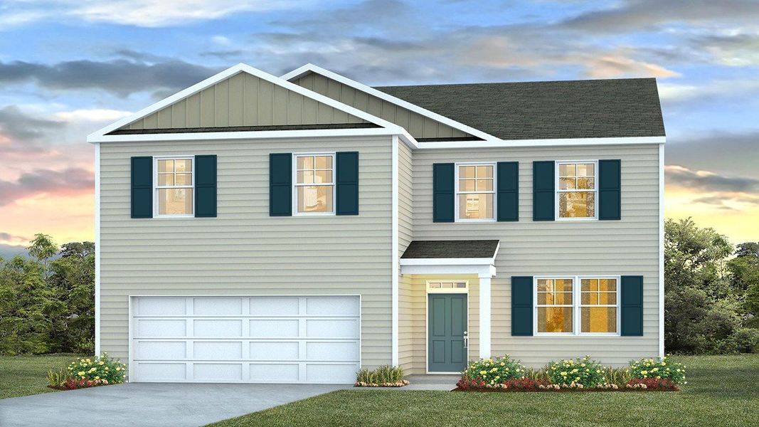 Representative exterior photo of a completed home built from the GALEN by D.R. Horton in Heritage Crossing, Conway, SC (Image 1).