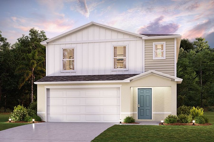 Sumter Villas single-family one-story stucco render Lynford Elevation B in Bushnell FL