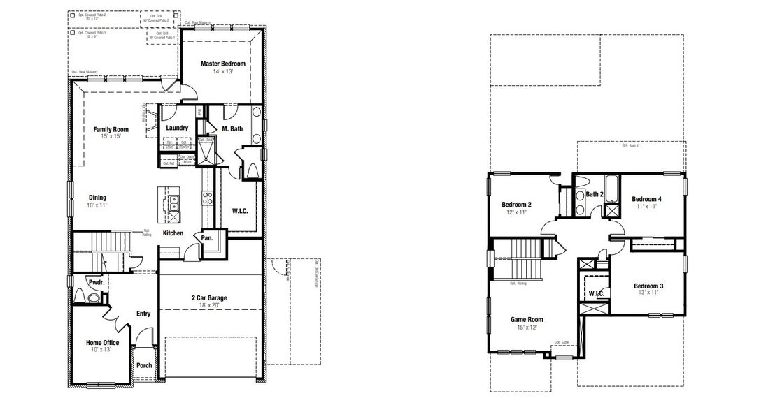2D floor plan layout for the Pleasanton by Scott Felder Homes in The Crossvine, Schertz, TX (Image 4).