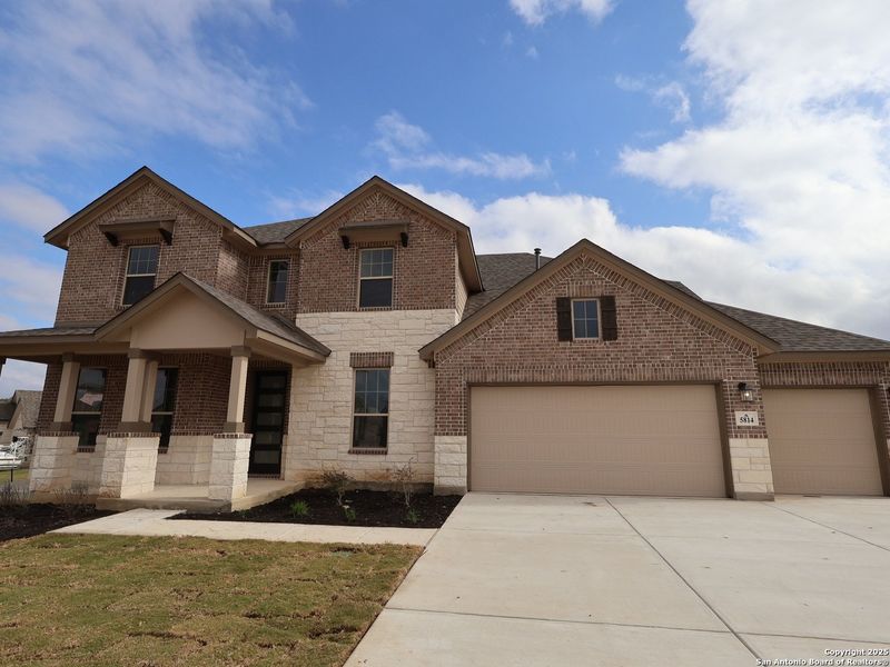 Front exterior of a new home in Preserve at Annabelle Ranch, San Antonio, TX, highlighting curb appeal (Image 17).