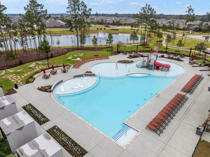 Great amenities with a huge community pool with cabanas and hammocks