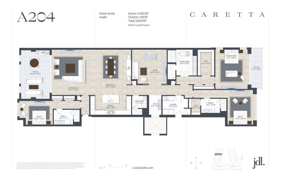 2D floor plan layout of this home in Caretta, Juno Beach, FL (Image 4). 2D floor plan layout of this home in Caretta, Juno Beach, FL (Image 4).