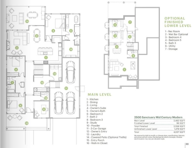2D floor plan layout for the 2500 Sanctuary by Markel Homes in Northstar, Longmont, CO (Image 2).