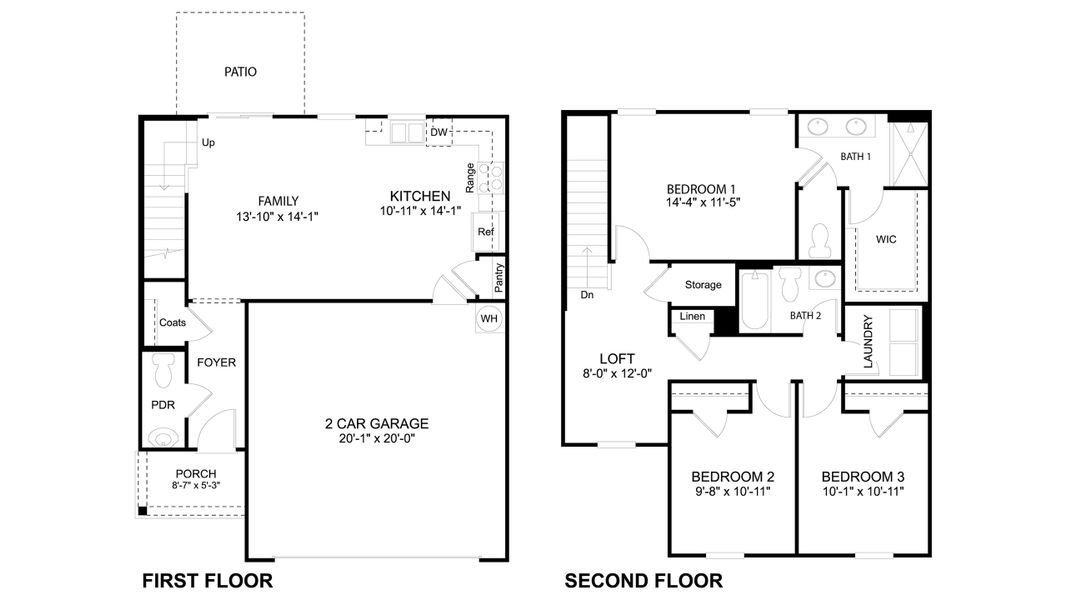 2D floor plan layout of this home in The Hideaway at Fox Meadows, Bluff City, TN (Image 2).