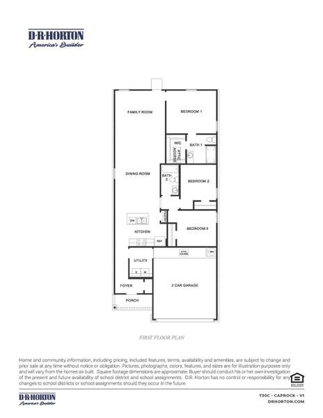 2D floor plan layout of this home in Watermark, Alvin, TX (Image 2).