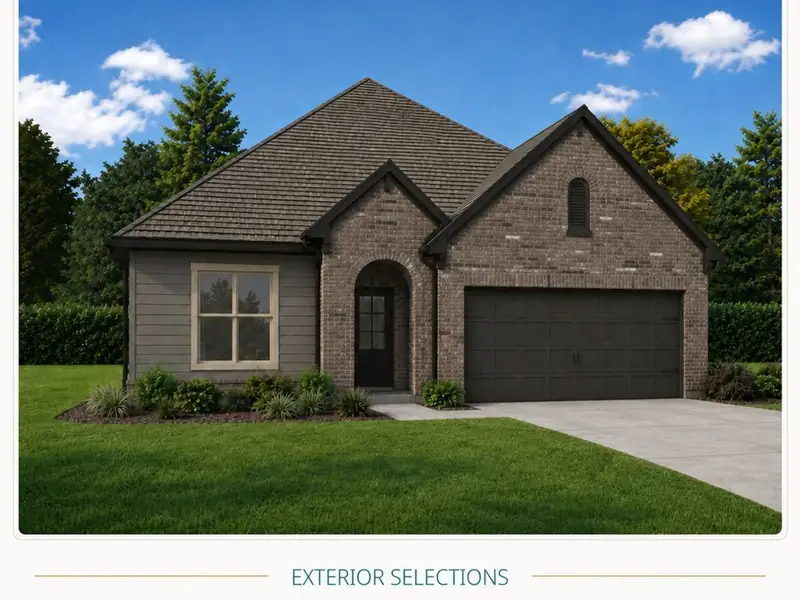 Front exterior of a new home in Woods Crossing, Gallatin, TN, highlighting curb appeal (Image 2). Front exterior of a new home in Woods Crossing, Gallatin, TN, highlighting curb appeal (Image 2).