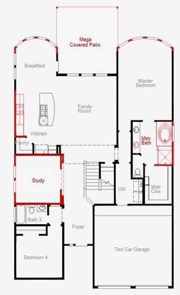 2D floor plan layout of this home in Bridgeland, Cypress, TX (Image 5).