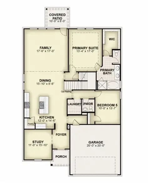 2D floor plan layout for the Freedom by Rockwell Homes in Wildflower Ranch, Justin, TX (Image 5).