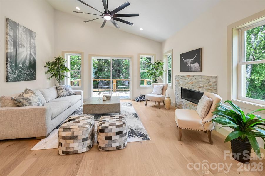 Main level living with engineered hardwood throughout