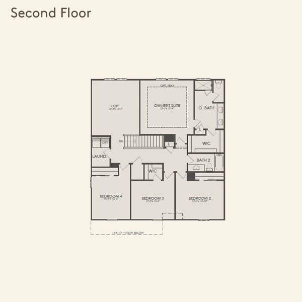 2D floor plan layout for the Vanderlyn by Pulte Homes in Hollins Crest, Greer, SC (Image 4).