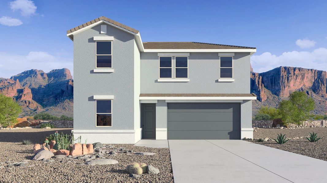 Representative exterior photo of a completed home built from the Ibis by D.R. Horton in Upper Canyon, Phoenix, AZ (Image 1). Representative exterior photo of a completed home built from the Ibis by D.R. Horton in Upper Canyon, Phoenix, AZ (Image 1).