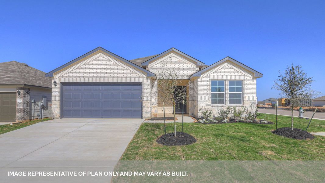 Representative exterior photo of a completed home built from the The Denton by D.R. Horton in Arroyo Ranch, Seguin, TX (Image 1). Representative exterior photo of a completed home built from the The Denton by D.R. Horton in Arroyo Ranch, Seguin, TX (Image 1).