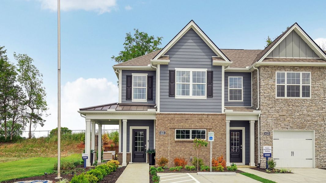 Front exterior of a new home in River Landing Townhomes, Murfreesboro, TN, highlighting curb appeal (Image 2).