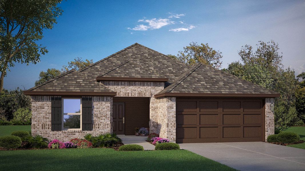 Representative exterior photo of a completed home built from the Denton by D.R. Horton in Saratoga, Granbury, TX (Image 2). Representative exterior photo of a completed home built from the Denton by D.R. Horton in Saratoga, Granbury, TX (Image 2).