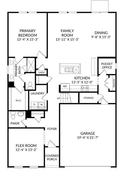 2D floor plan layout for the The Jefferson by Stanley Martin Homes in Stratford, Denver, NC (Image 3).