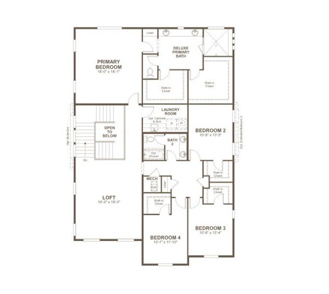 2D floor plan layout for the Teton by Richmond American Homes in Legacy Pointe at Looking Glass, Parker, CO (Image 4).